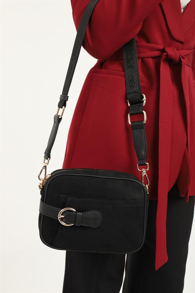 Silver & Polo SP1256 Kadın Çapraz Çanta Süet Siyah-Siyah