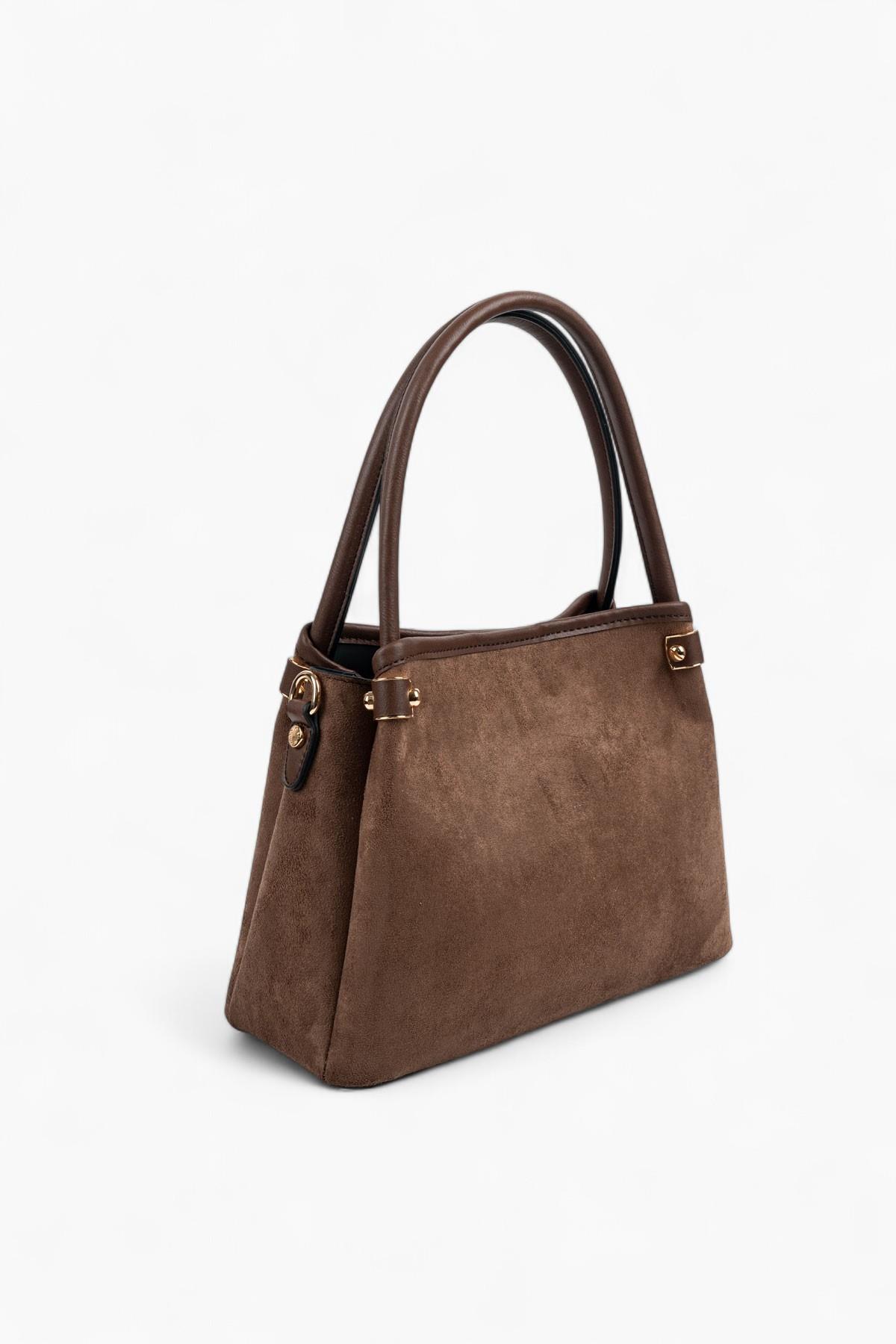 Silver & Polo SP1254 Kadın El Çantası Süet Kahve-Kahve