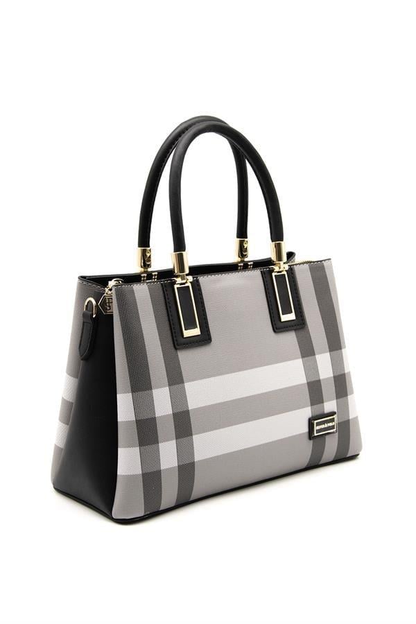 Silver & Polo SP1000 Kadın El Çantası Ekose Gri-Siyah