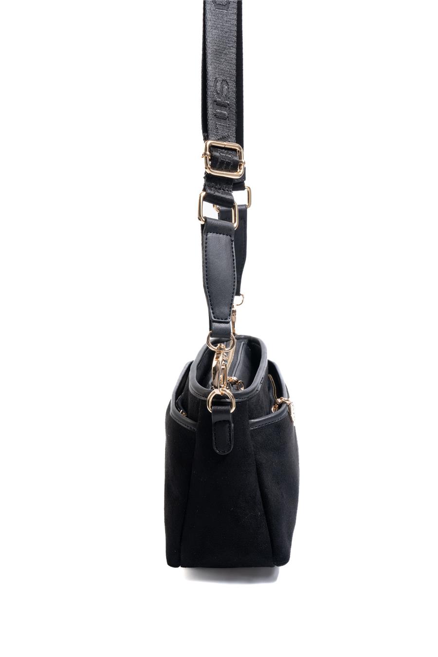 Silver & Polo SP1184 Kadın Çapraz Çanta Süet Siyah