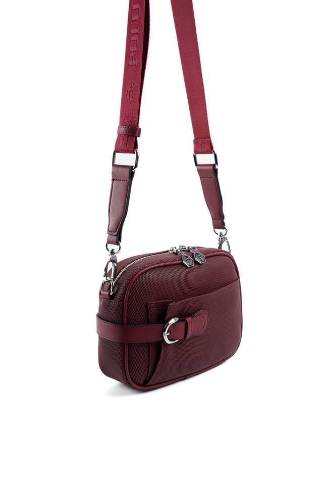 Silver Polo Bordo - Bordo Petek Kadın Çapraz Çanta SP1256