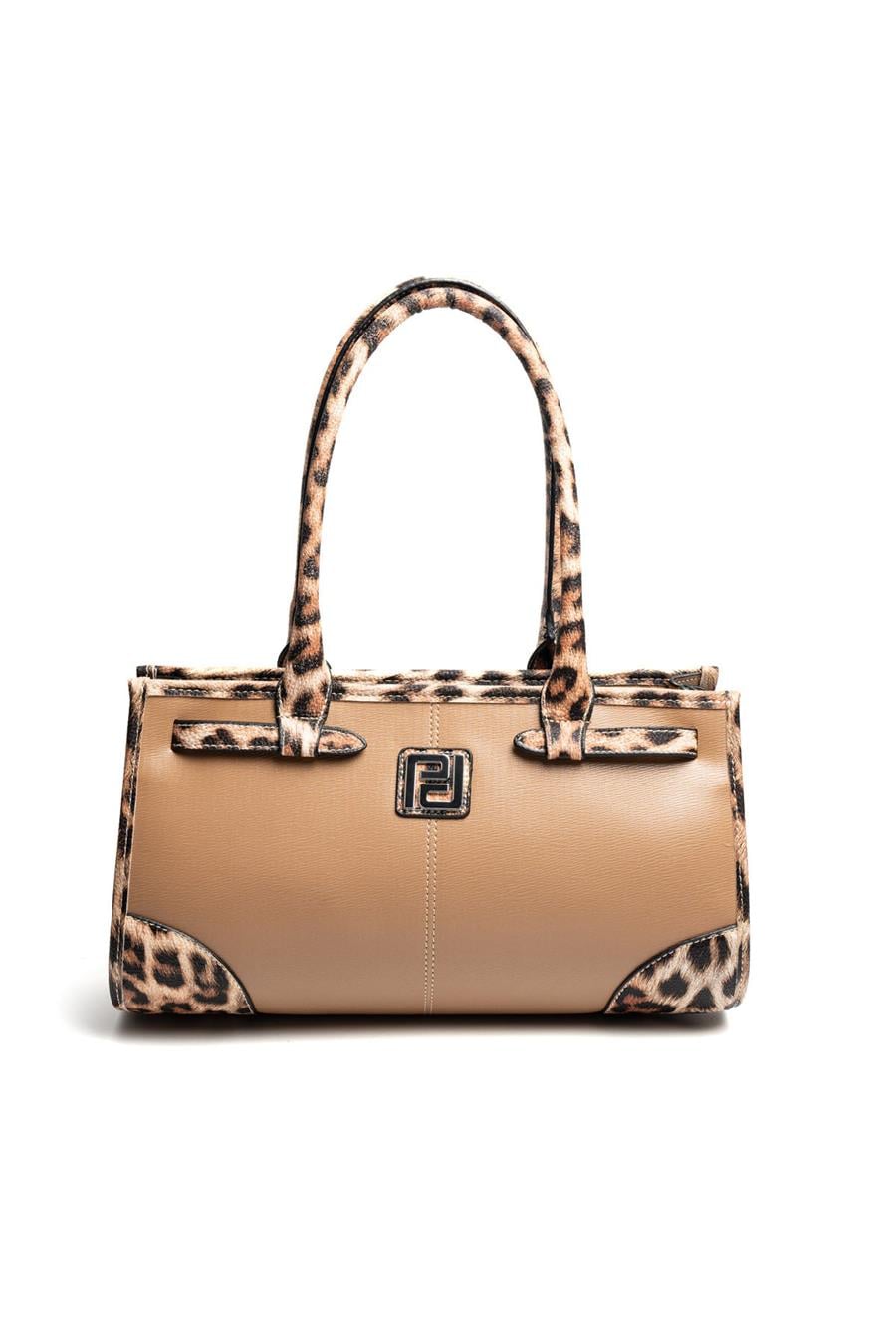 Silver Polo SP1261 Kadın El Çantası Düz Vizon-Leopar Taba