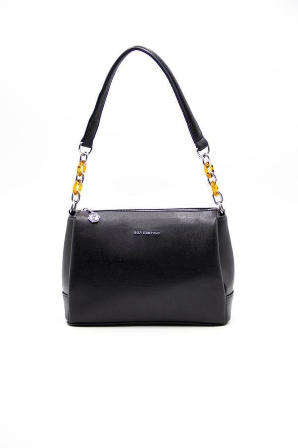 Silver Polo Siyah - Siyah Düz Kadın Çapraz Çanta SP910