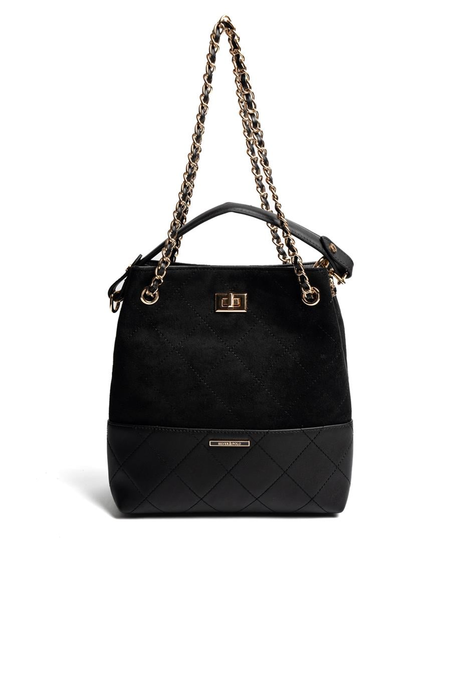 Silver Polo SP1262 Kadın Omuz Çantası Süet Siyah-Siyah