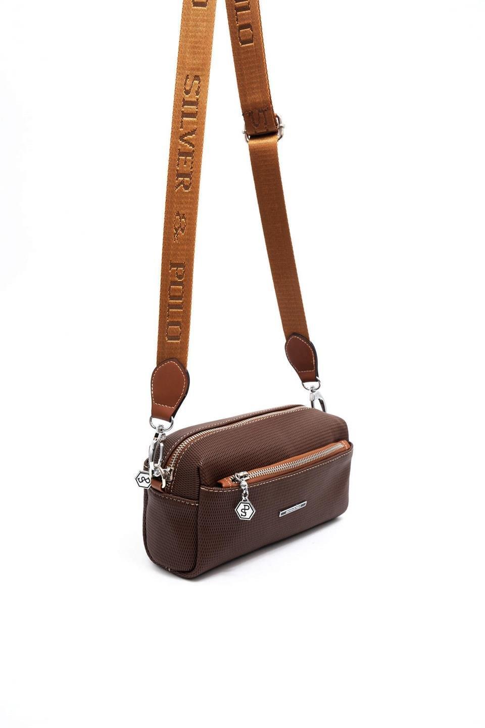 Silver Polo SP1142 Kadın Çapraz Çanta Petek Kahve-Taba