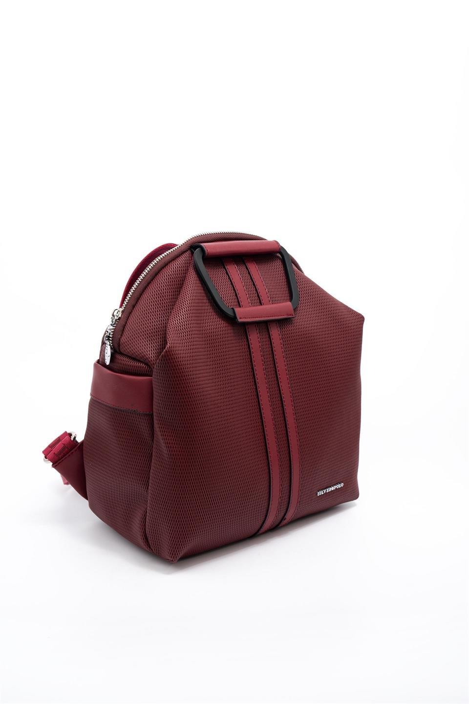 Silver Polo Bordo - Bordo Petek Kadın Sırt Çantası SP771