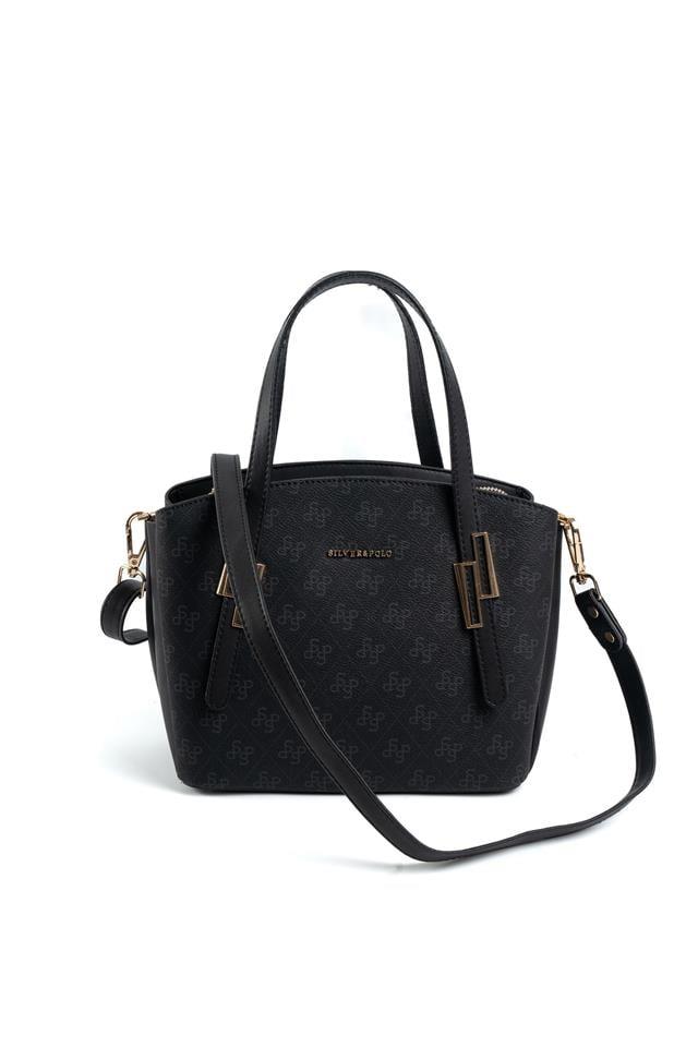 Silver & Polo SP1021 Kadın El Çantası Monogram Siyah