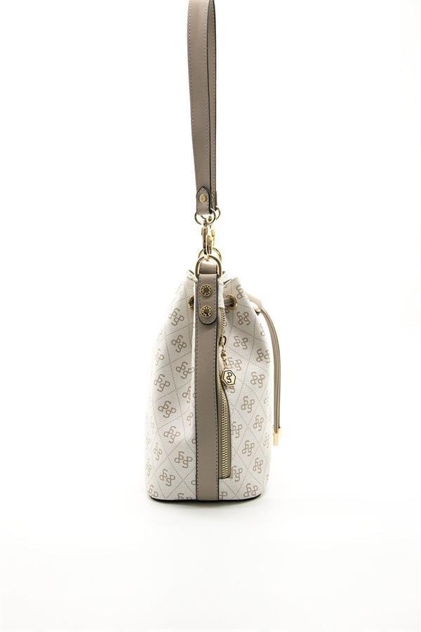 Silver & Polo SP1137 Kadın Omuz Çantası Monogram Bej-Kum