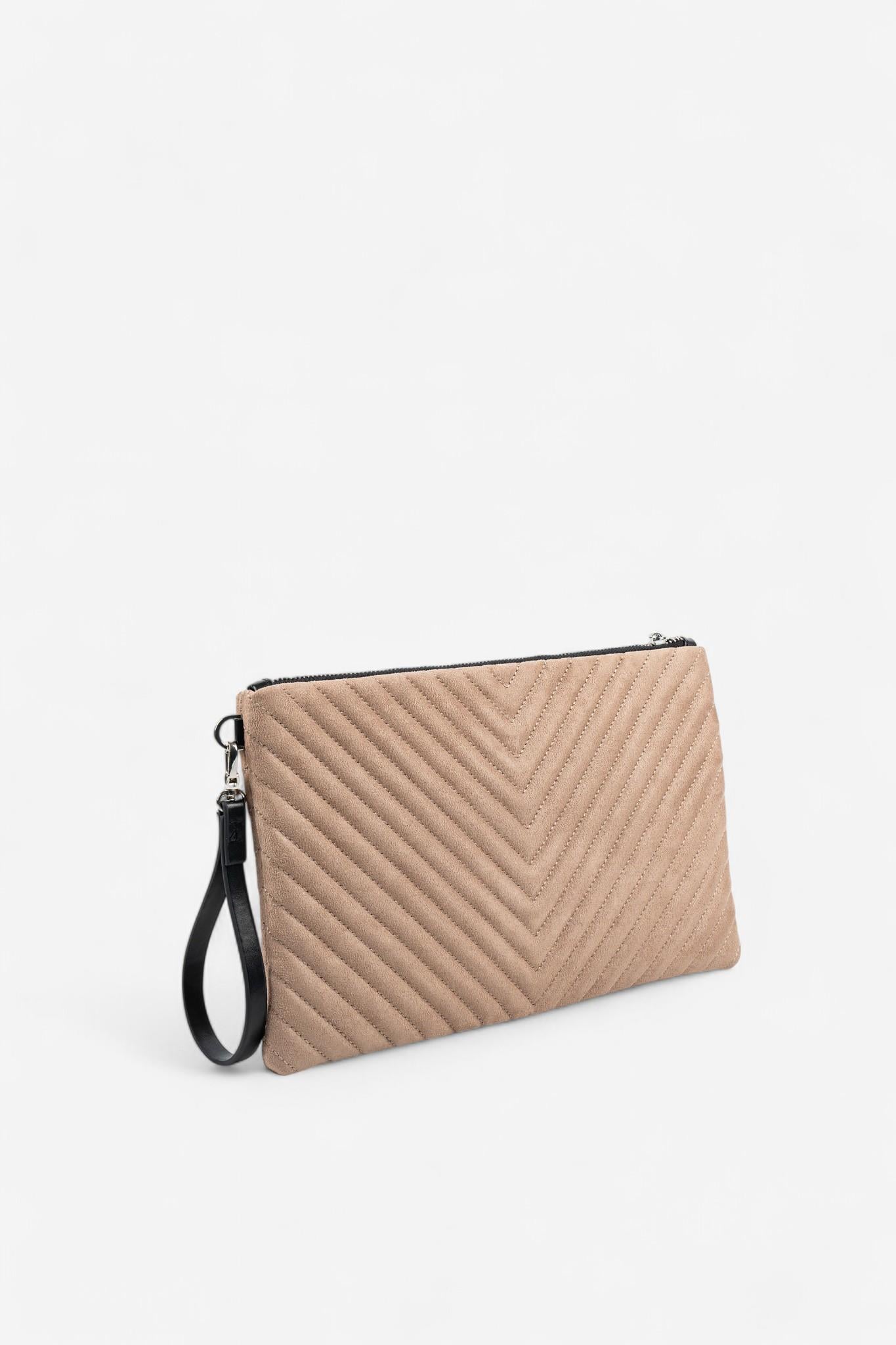 Silver Polo SP1034 Kadın Portföy & Clutch Kapitone V Süet Vizon-Süet Vizon