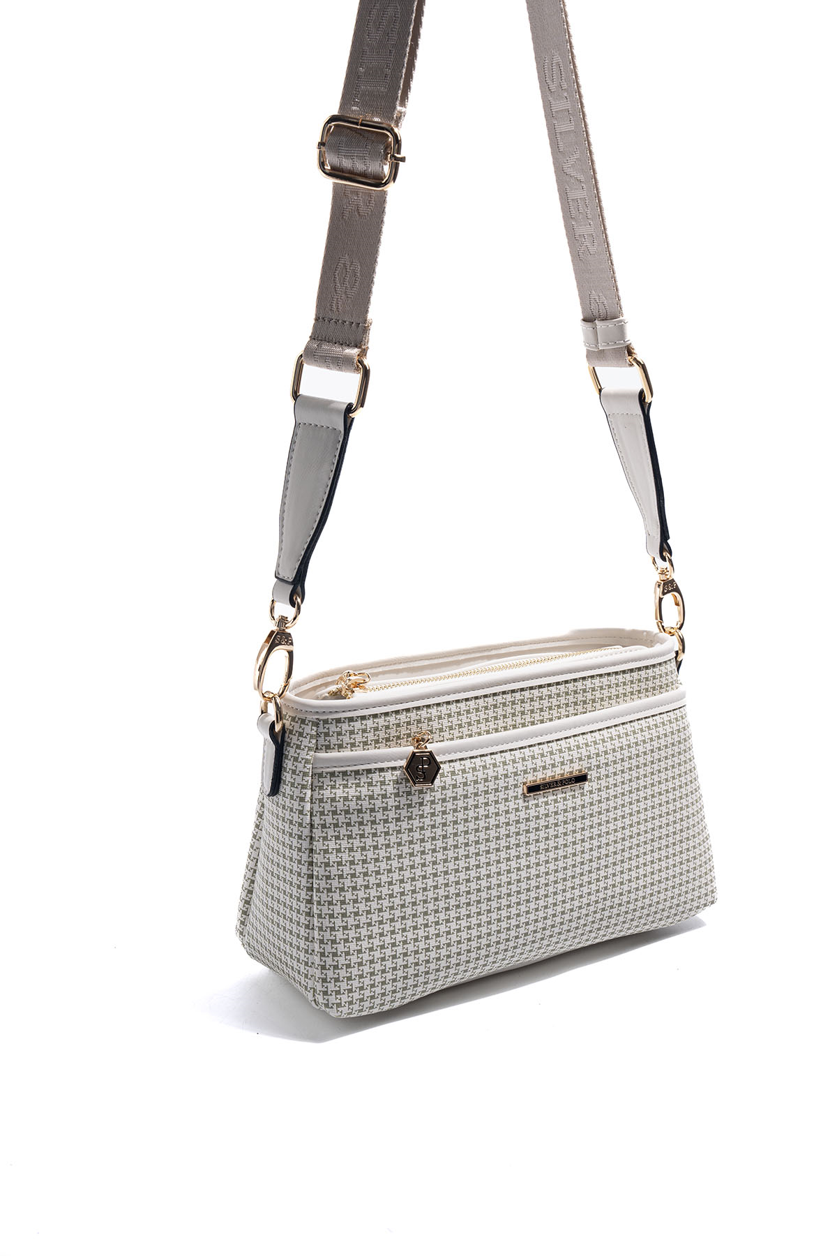 Silver & Polo SP1184 Kadın Çapraz Çanta King Desen Yeşil-Kemik