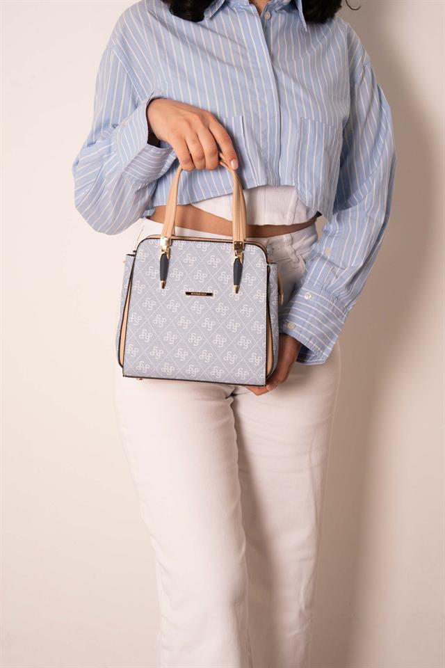 Silver Polo Mavi - Ten Monogram Kadın El Çantası SP1136
