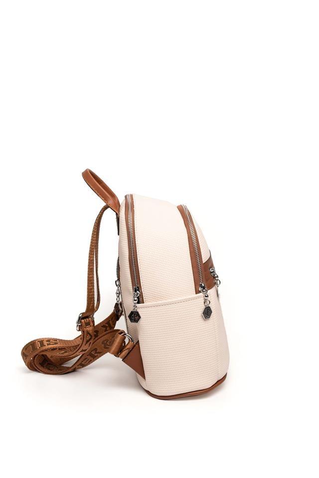 Silver Polo Bej - Taba Petek Kadın Sırt Çantası SP1161