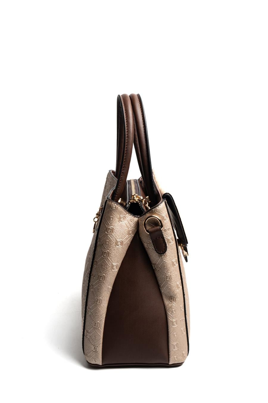 Silver & Polo SP1264 Kadın El Çantası Logolu Nut-Kahve