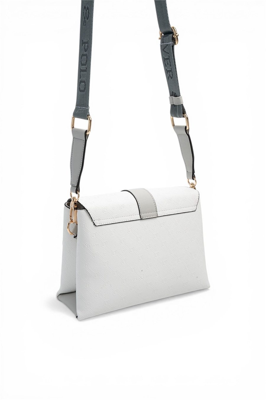 Silver & Polo SP1275 Kadın Çapraz Çanta Logolu Beyaz-A.Gri