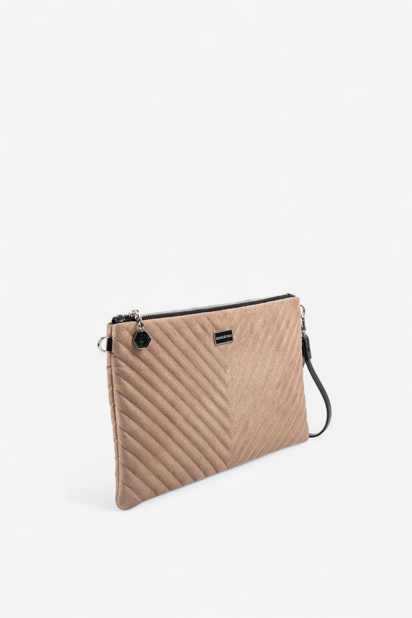 Silver Polo SP1034 Kadın Portföy & Clutch Kapitone V Süet Vizon-Süet Vizon