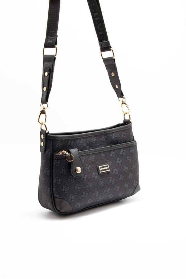 Silver & Polo SP1160 Kadın Çapraz Çanta Monogram Siyah