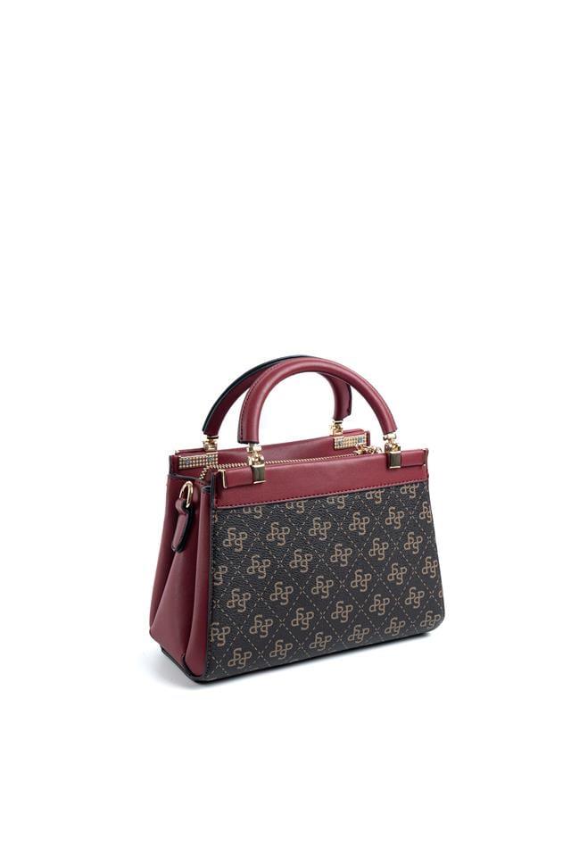 Silver & Polo SP1193 Kadın El Çantası Monogram Kahve Sarı-Bordo