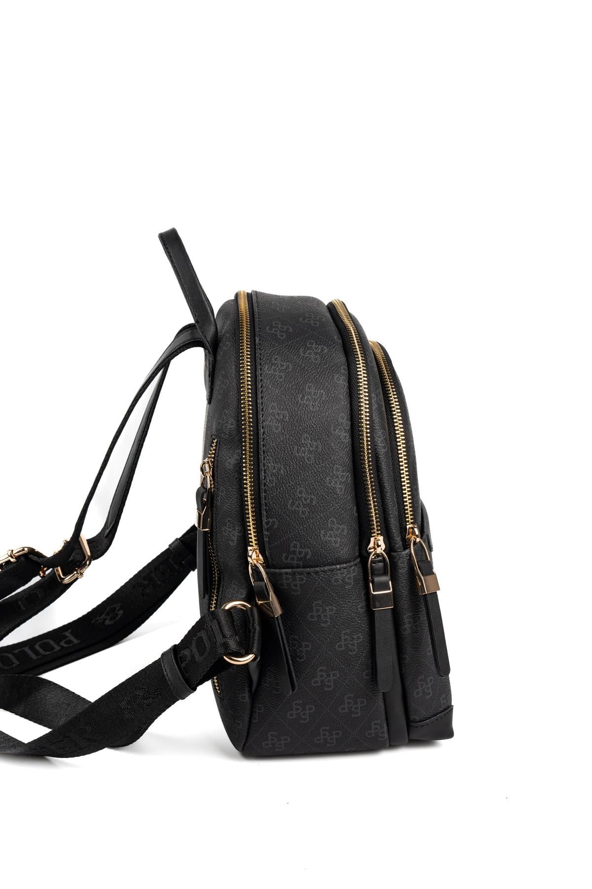 Silver & Polo SP1265 Kadın Sırt Çantası Monogram Siyah