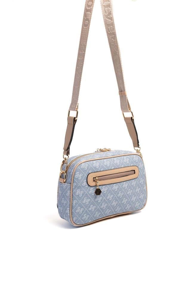 Silver Polo Mavi - Ten Monogram Kadın Çapraz Çanta SP1094