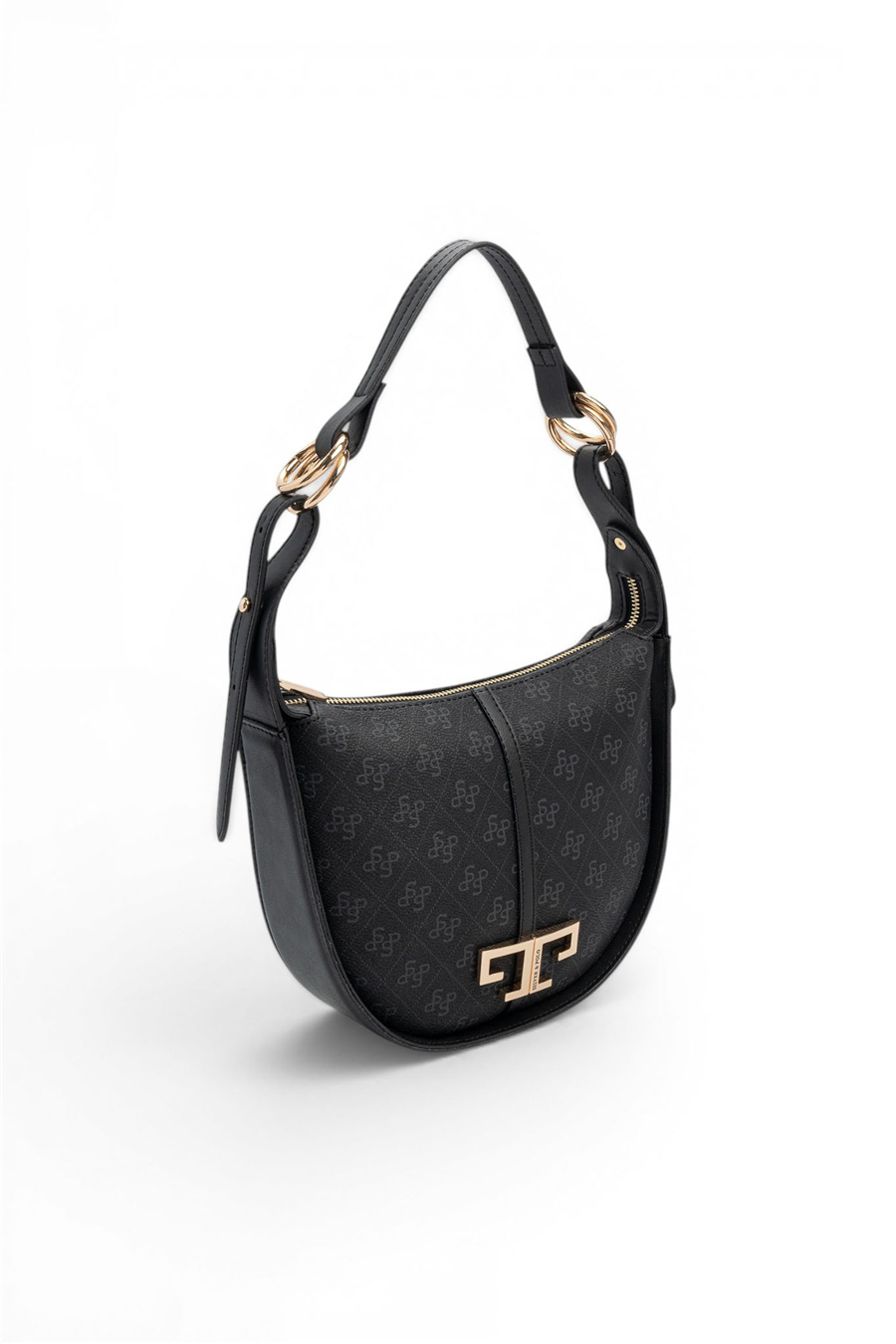 Silver & Polo SP1270 Kadın Omuz Çantası Monogram Siyah-Siyah