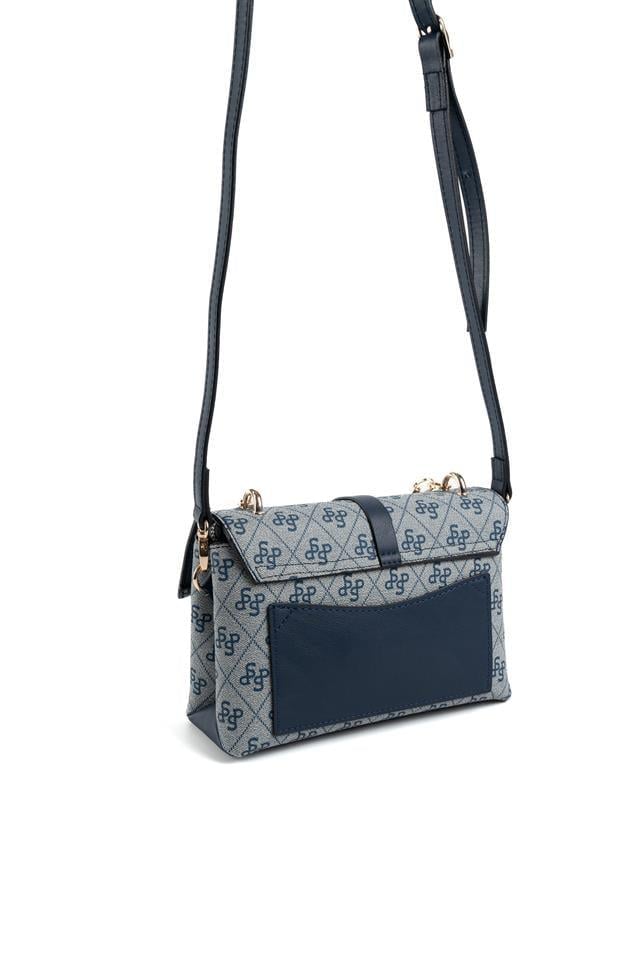 Silver Polo SP1148 Kadın Çapraz Çanta Monogram Gri-Lacivert