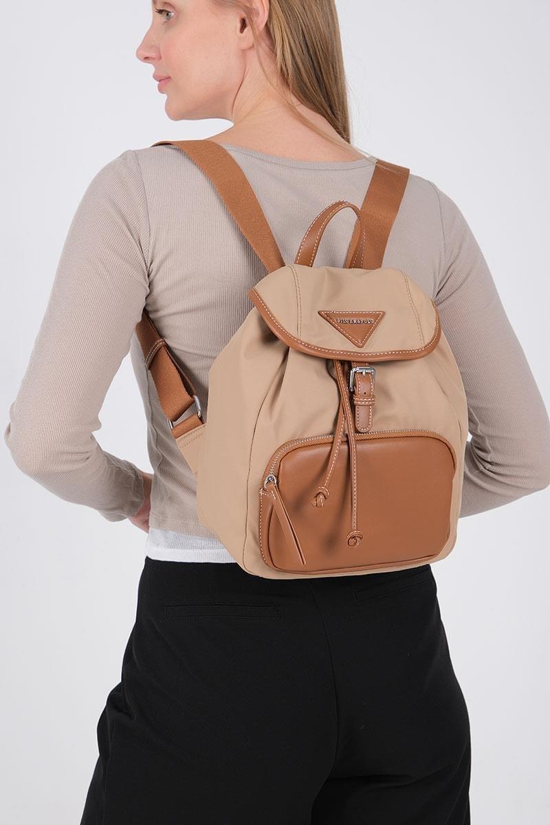 Silver Polo SP1231 Kadın Sırt Çantası Saten Nut-Taba
