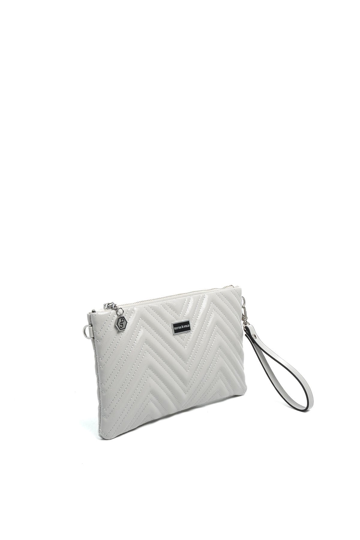 Silver Polo Gri - Gri Kapitone V Kadın Portföy ve Clutch El Çantası SP1250