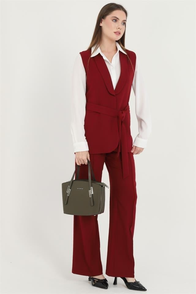 Silver & Polo SP1021 Kadın El Çantası Düz Zeytuni