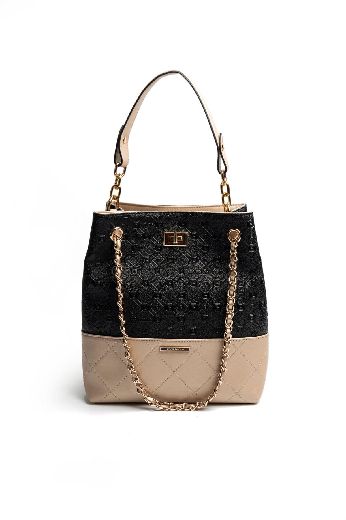 Silver Polo SP1262 Kadın Omuz Çantası Logolu Siyah-S.Nut