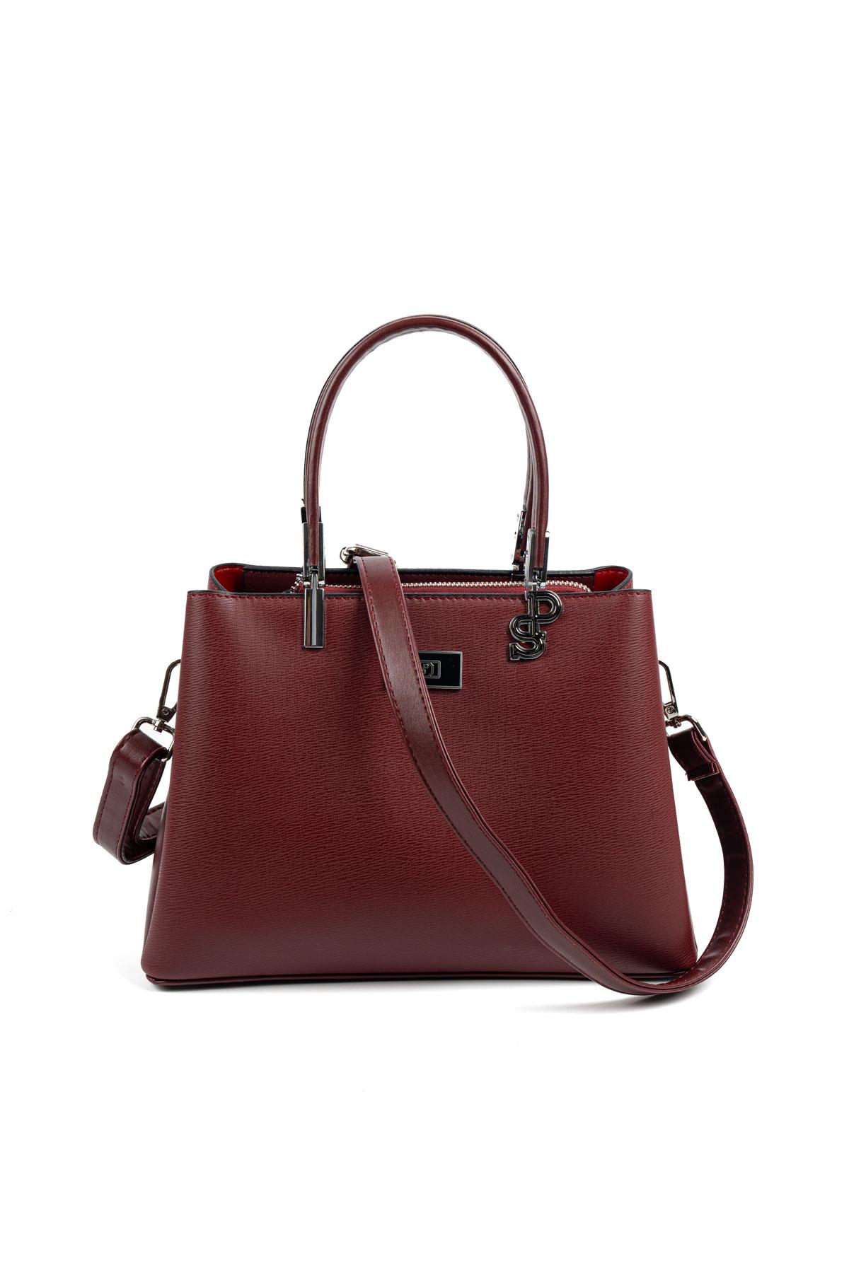 Silver Polo Bordo - Bordo Düz Kadın El Çantası SP1098