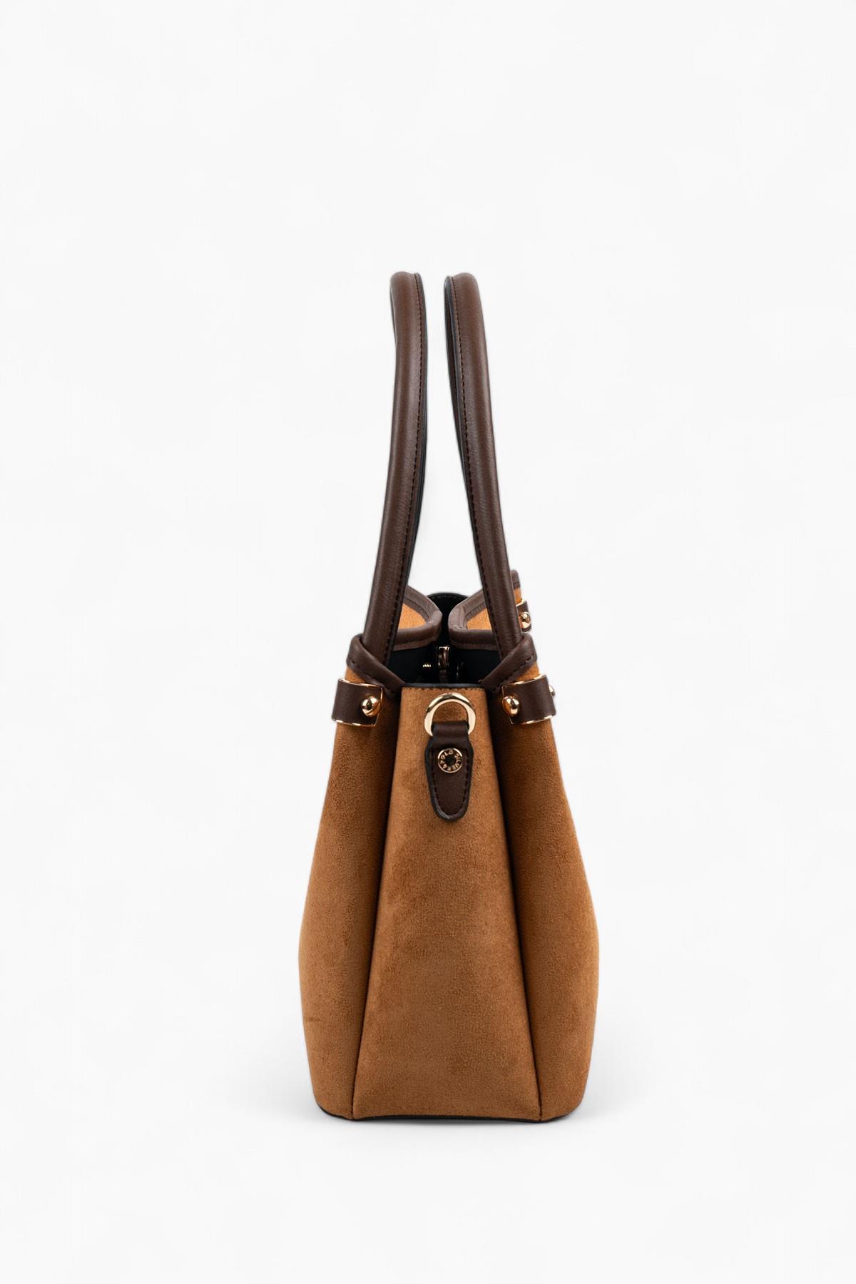 Silver & Polo SP1254 Kadın El Çantası Süet Taba-Kahve