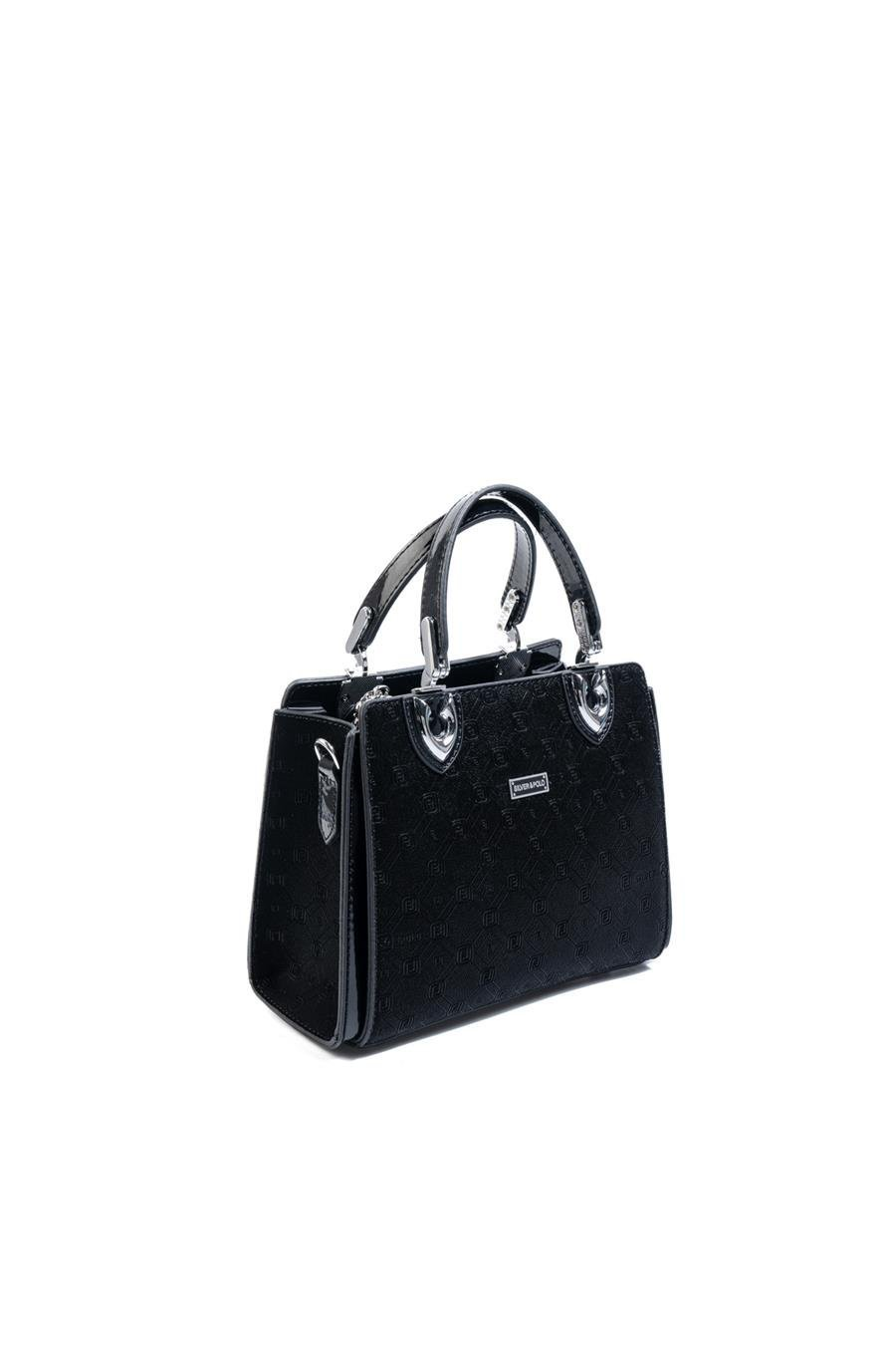 Silver & Polo SP1133 Kadın El Çantası Fashion Siyah-Rugan Siyah