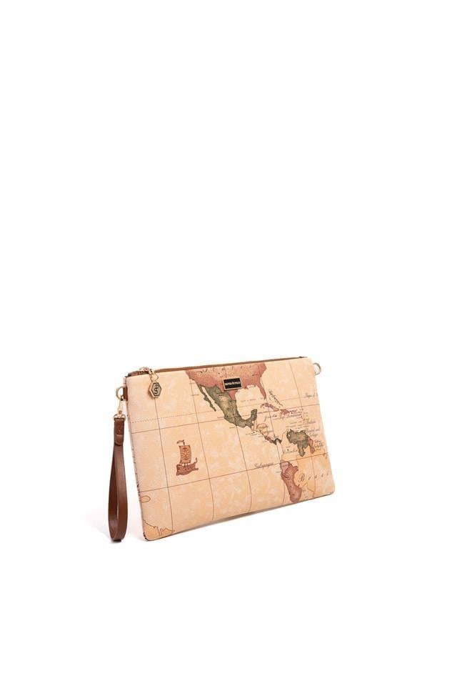 Silver Polo Pudra - A.Taba Harita Kadın Portföy ve Clutch El Çantası SP1034