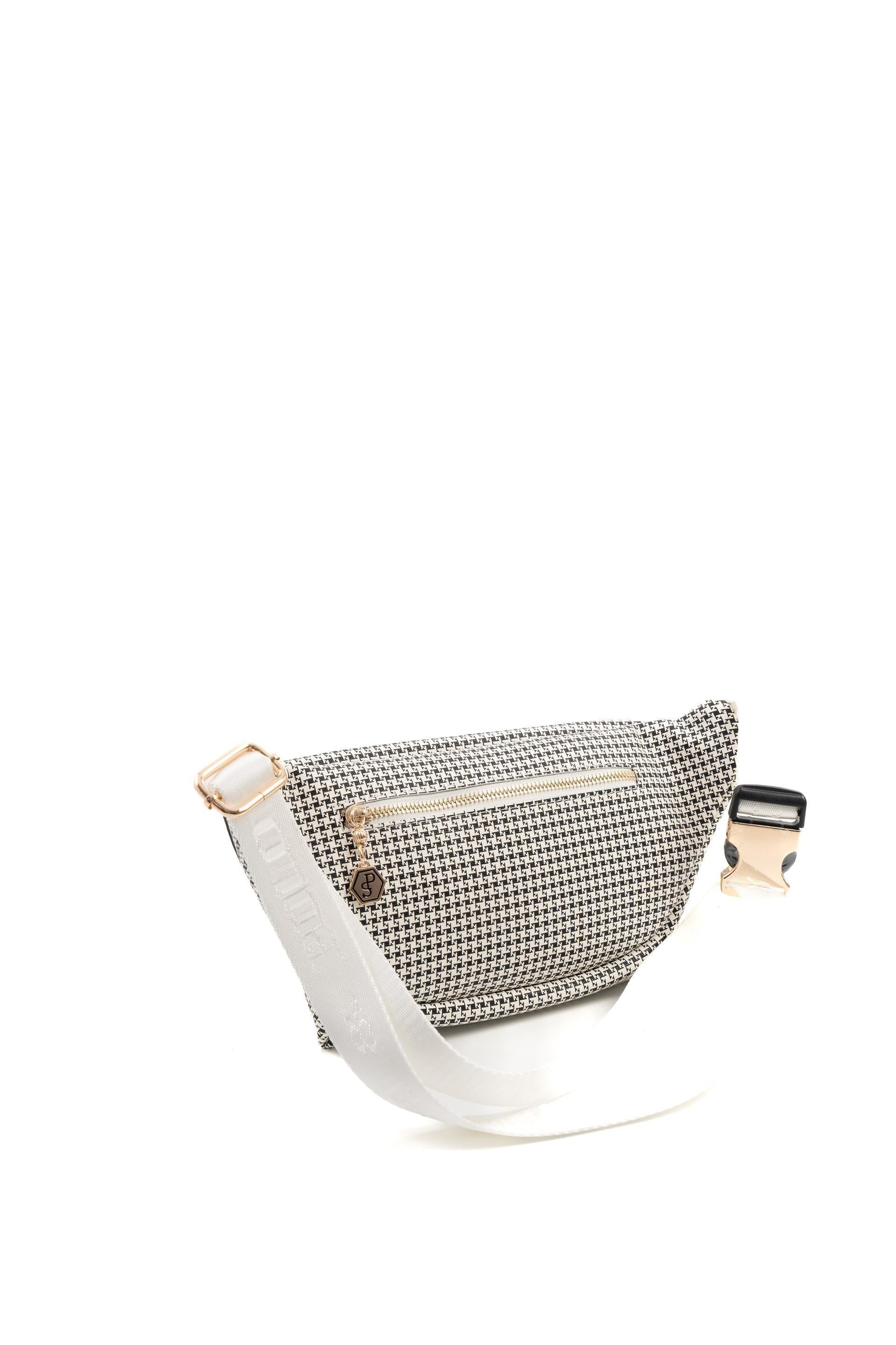 Silver & Polo SP1192 Kadın Bel Çantası King Desen Siyah-Beyaz