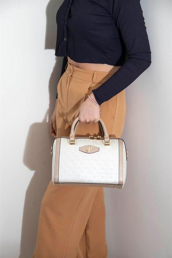 Silver & Polo SP1091 Kadın El Çantası Logolu Sedef-S.Nut