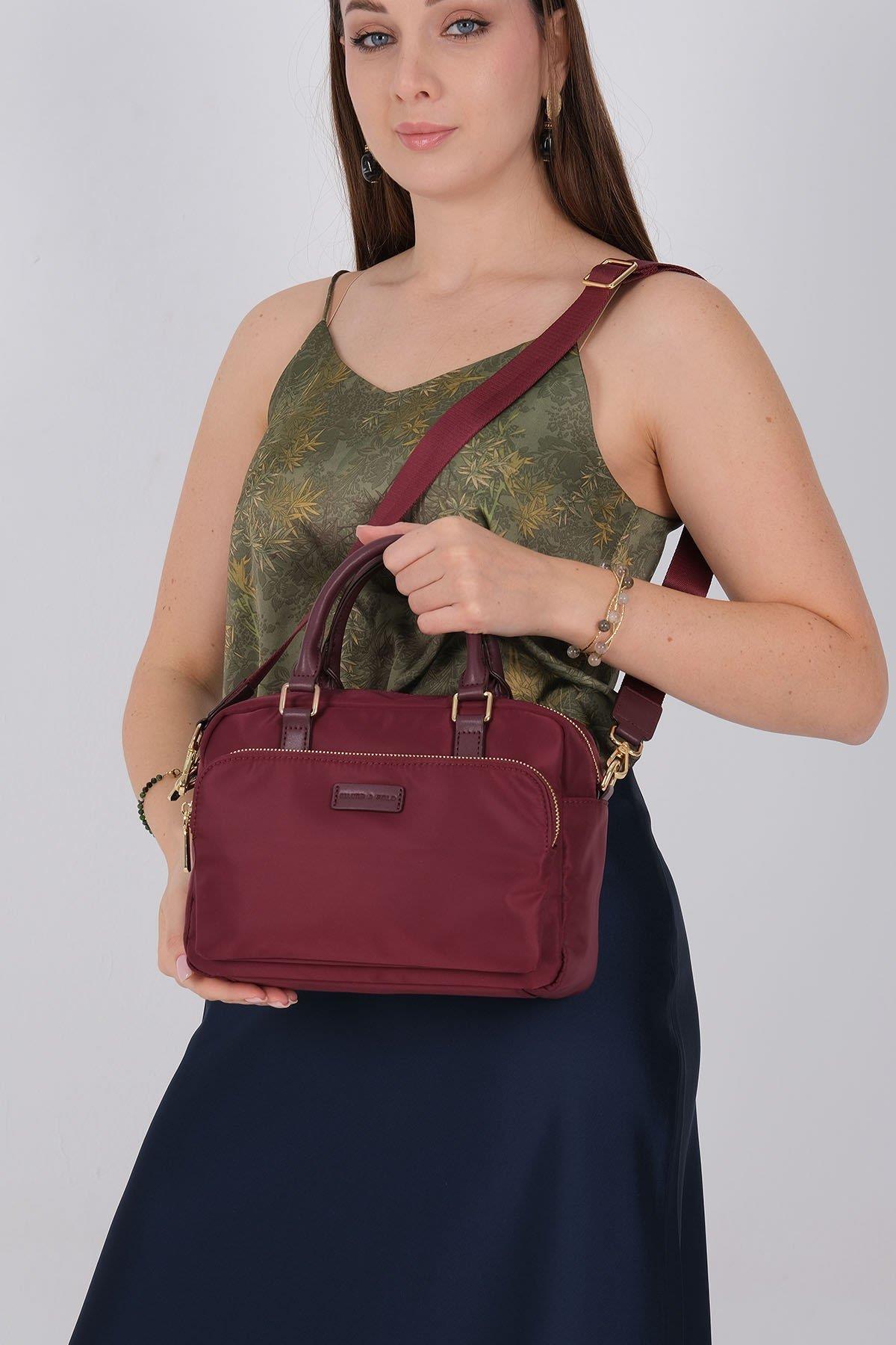 Silver Polo Bordo - Bordo Saten Kadın El Çantası SP1217
