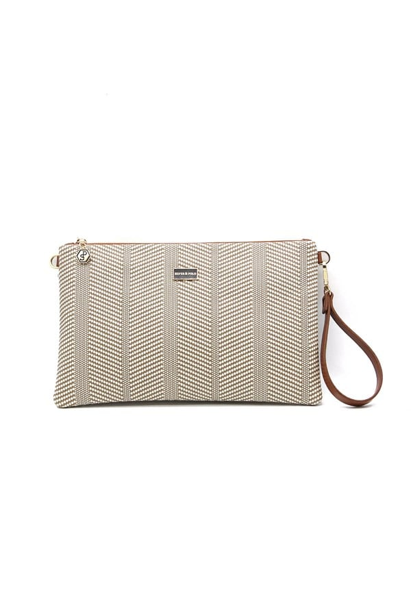Silver & Polo SP1034 Kadın Portföy & Clutch Hasır Bej-Taba