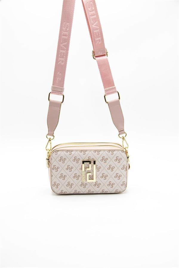 Silver & Polo SP1078 Kadın Çapraz Çanta Monogram Pembe-Pudra