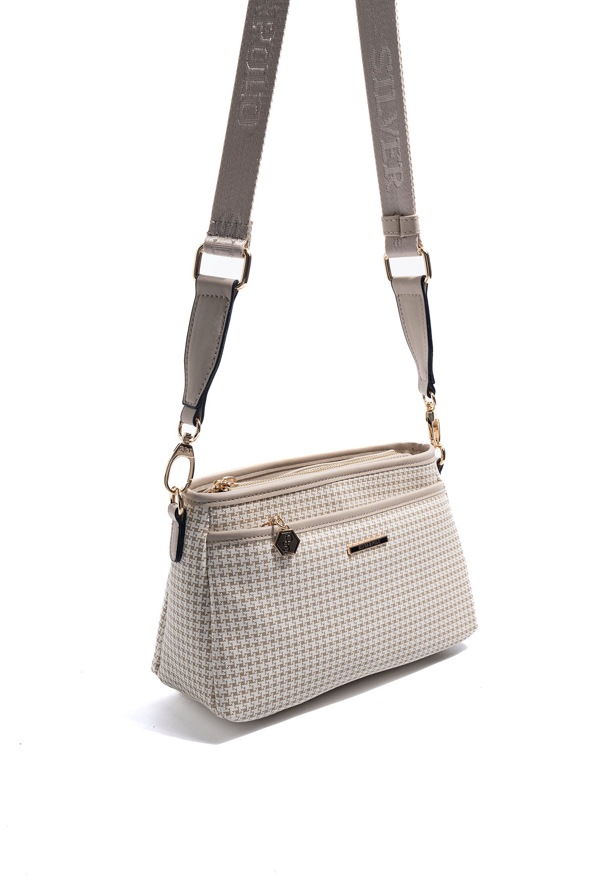 Silver & Polo SP1184 Kadın Çapraz Çanta King Desen Kum-Kum Beji