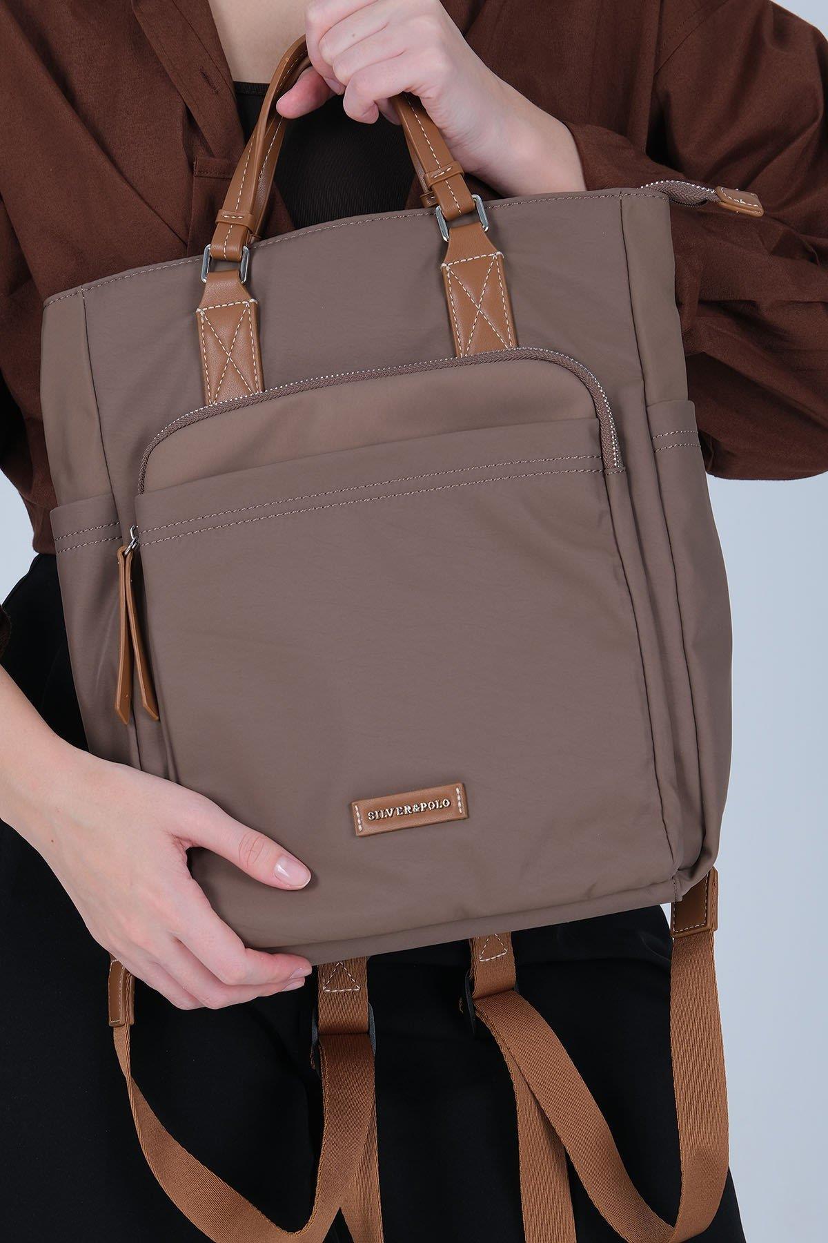 Silver & Polo SP1226 Kadın El Çantası Saten Kahve-Taba