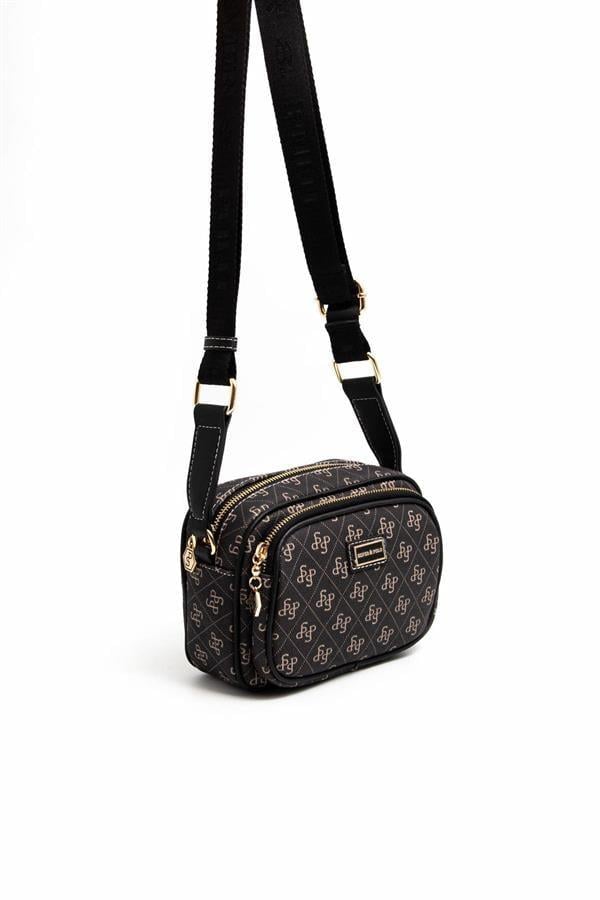 Silver & Polo SP1111 Kadın Çapraz Çanta Monogram Füme-Siyah