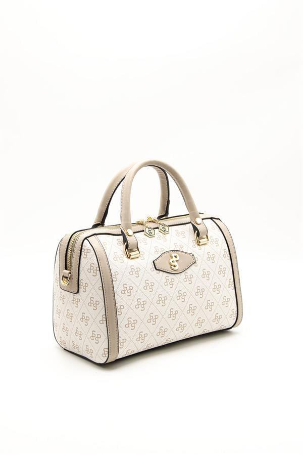 Silver Polo Bej - Kum Monogram Kadın El Çantası SP1091