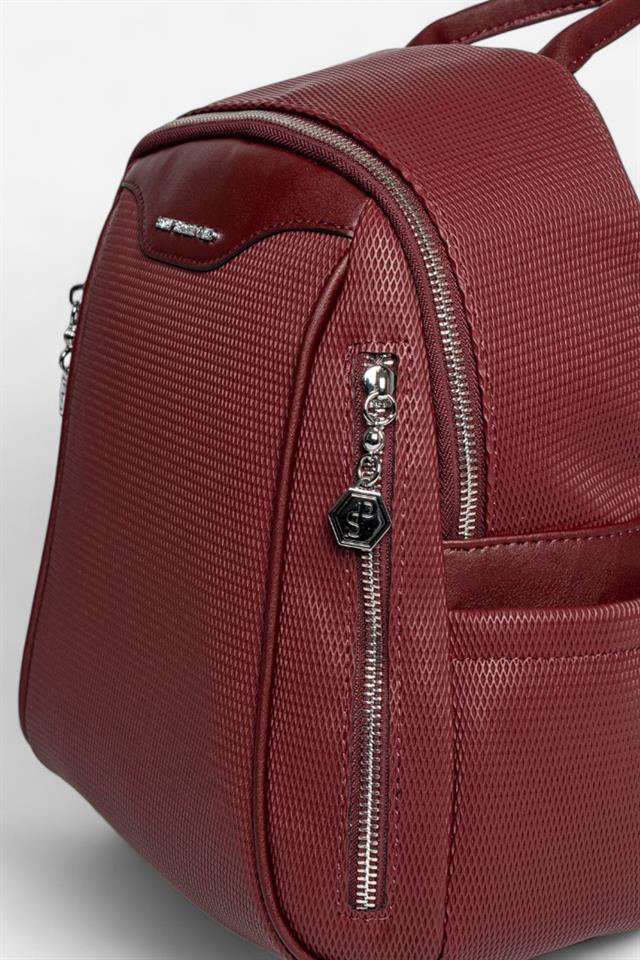Silver Polo Bordo - Bordo Petek Kadın Sırt Çantası SP906