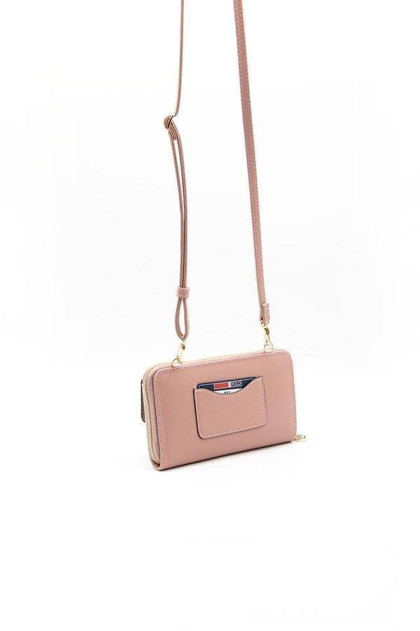 Silver Polo Pembe - Somon Monogram Kadın Telefon Çantası SP921