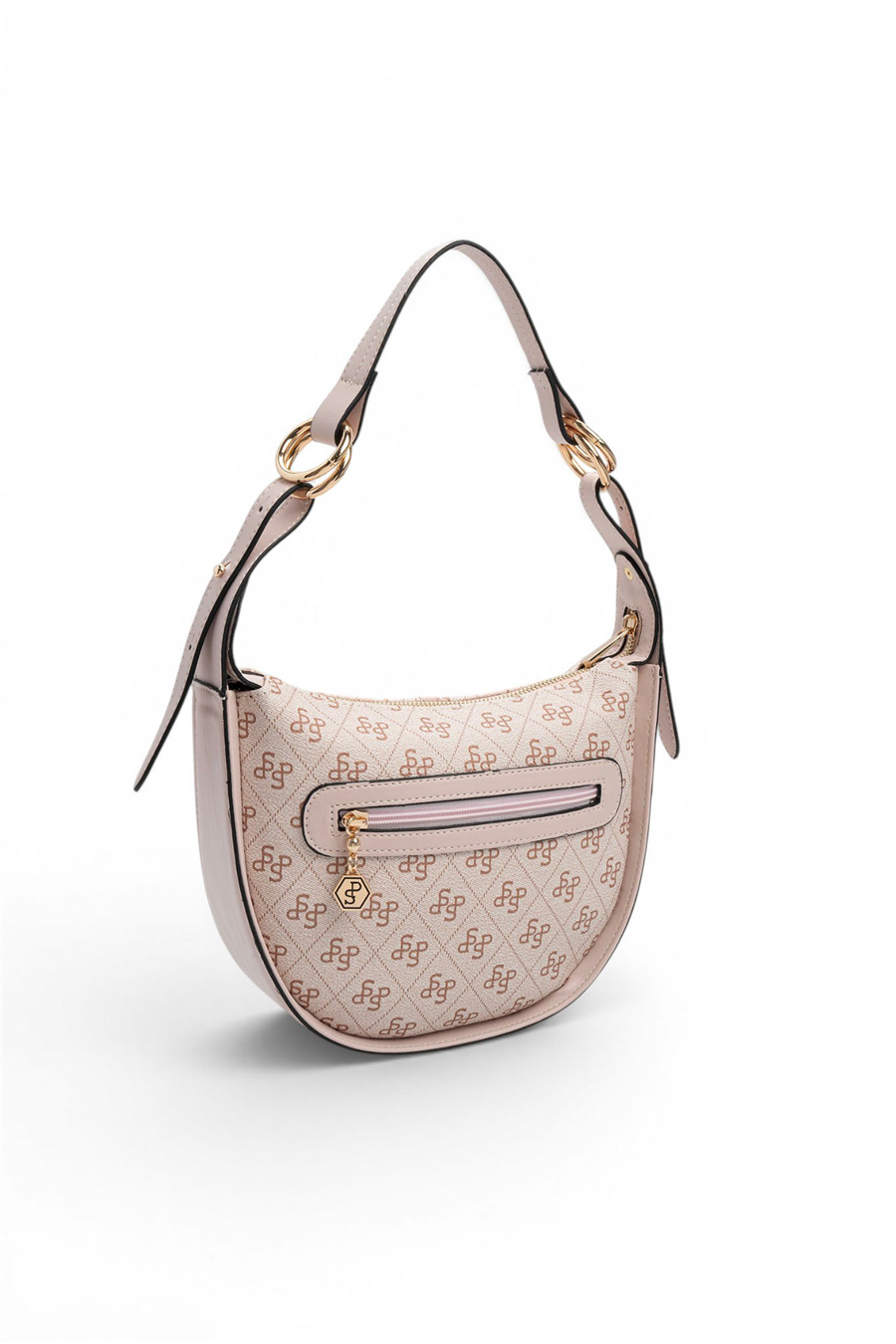 Silver & Polo SP1270 Kadın Omuz Çantası Monogram Pembe-Pudra