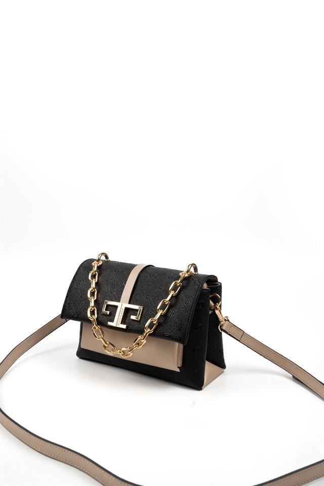 Silver & Polo SP1148 Kadın Çapraz Çanta Logolu Siyah-S.Nut