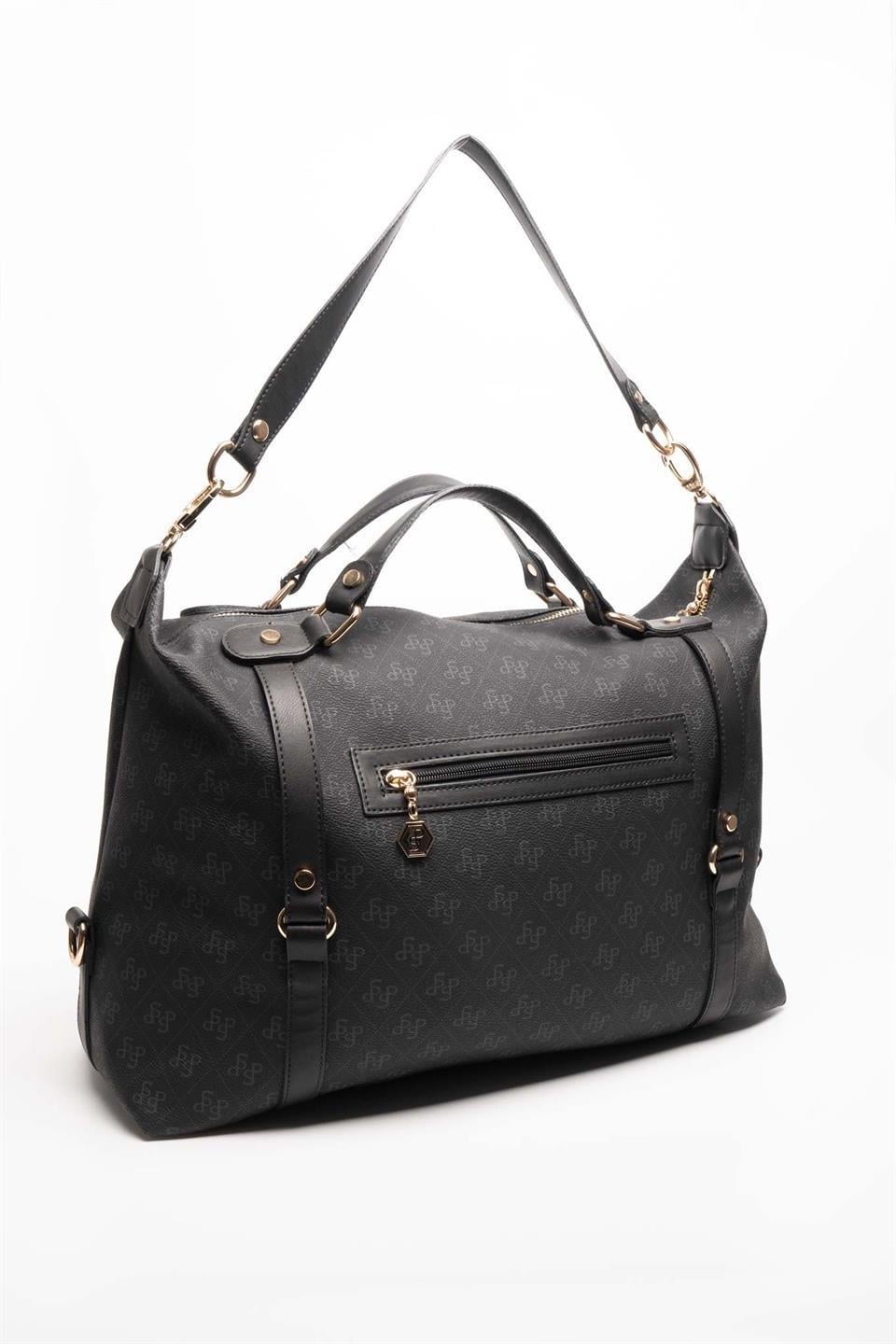 Silver & Polo SP1064 Kadın Seyahat Çantası Monogram Siyah-Siyah
