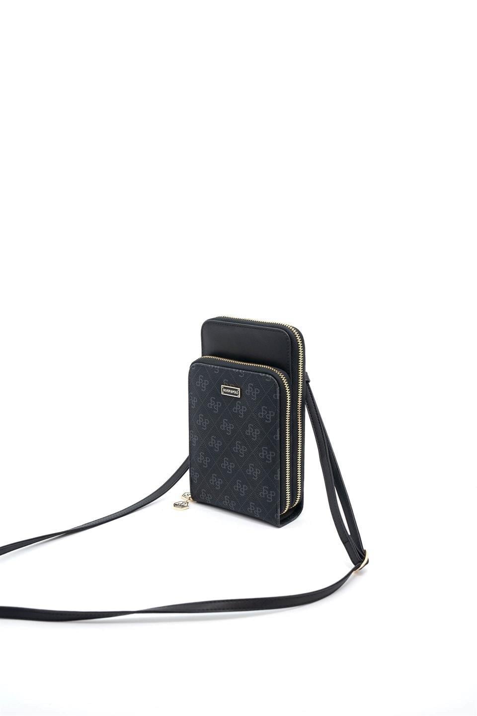 Silver & Polo SP1011 Kadın Telefon Çantası Monogram Siyah