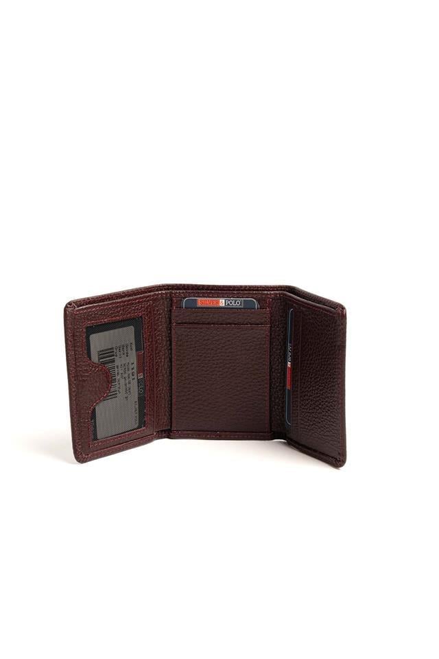 Silver Polo Bordo - Bordo Düz Deri Kadın Cüzdan ve Kartlık SP1191