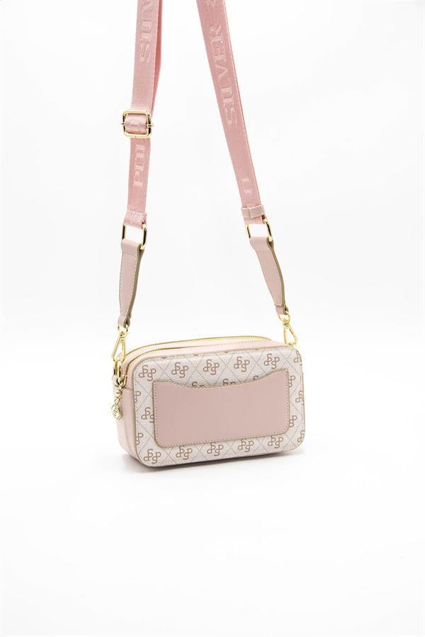 Silver & Polo SP1078 Kadın Çapraz Çanta Monogram Pembe-Pudra